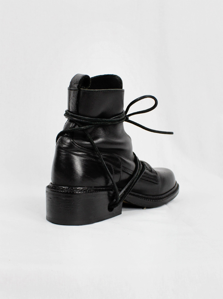 vintage Dirk Bikkembergs black boots with flap and laces through the heel fall 1994 (13)