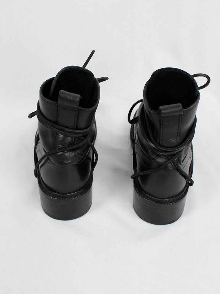 vintage Dirk Bikkembergs black boots with flap and laces through the heel fall 1994 (2)