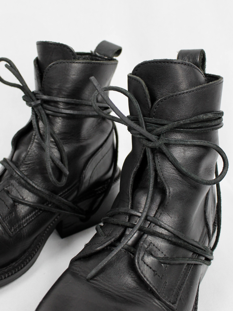 vintage Dirk Bikkembergs black boots with flap and laces through the heel fall 1994 (4)