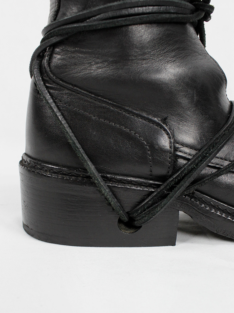 vintage Dirk Bikkembergs black boots with flap and laces through the heel fall 1994 (6)