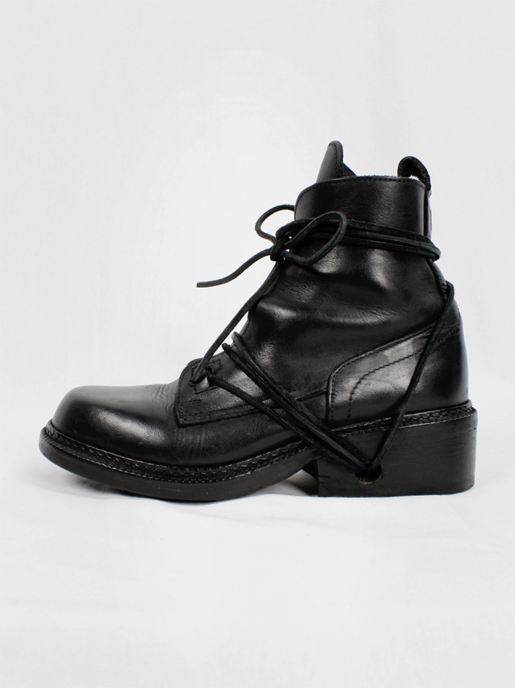 vintage Dirk Bikkembergs black boots with flap and laces through the heel fall 1994 (8)