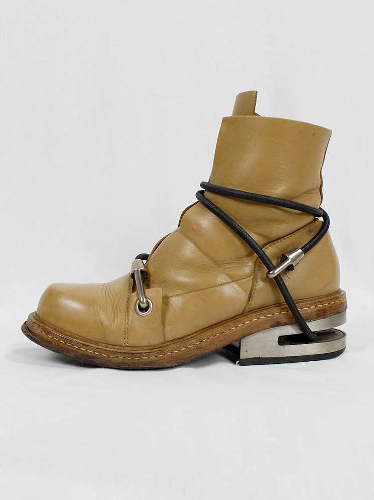vintage Dirk Bikkembergs cognac brown mountaineering boots with black elastic fall 1996 (1)