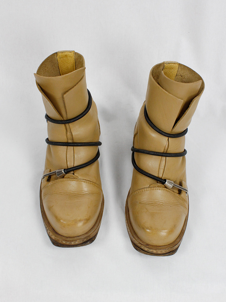 vintage Dirk Bikkembergs cognac brown mountaineering boots with black elastic fall 1996 (13)