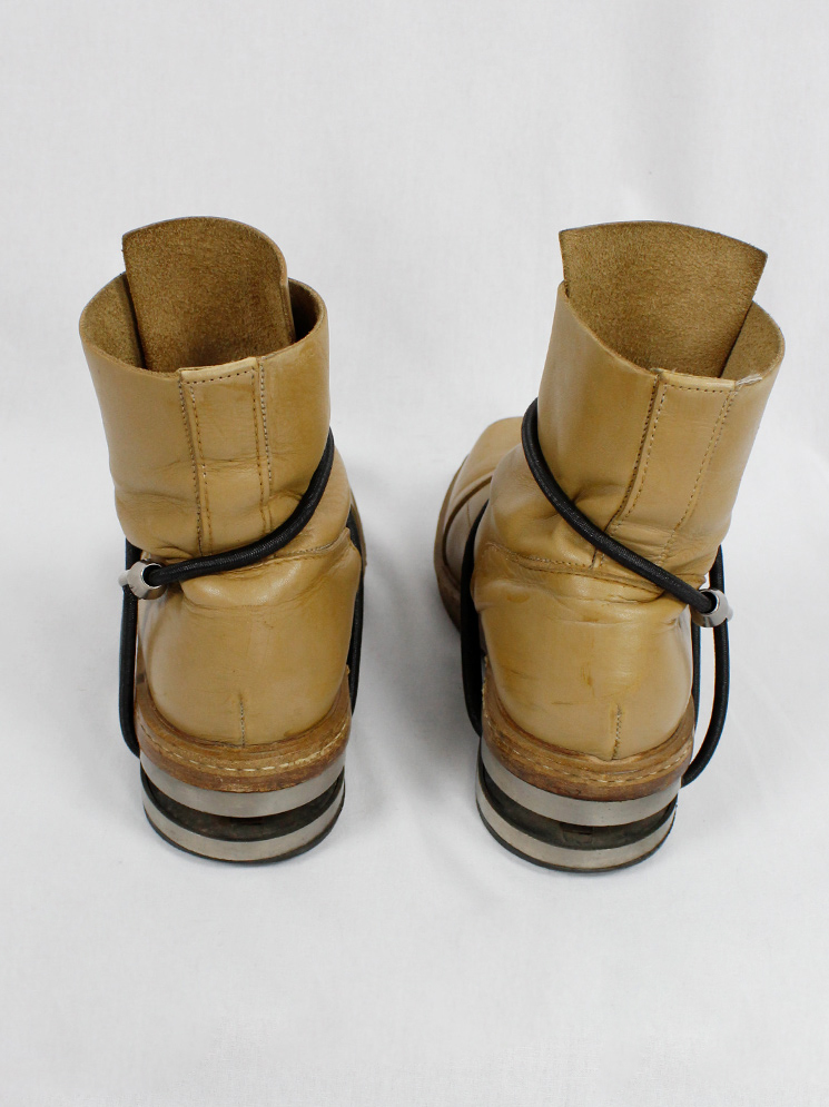 vintage Dirk Bikkembergs cognac brown mountaineering boots with black elastic fall 1996 (14)