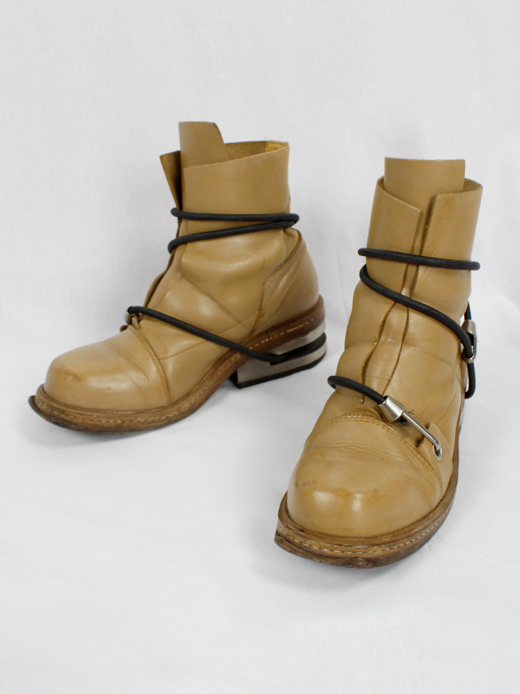 vintage Dirk Bikkembergs cognac brown mountaineering boots with black elastic fall 1996 (21)