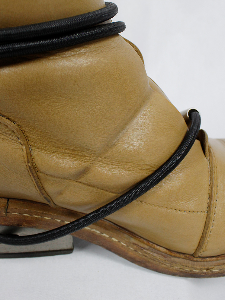 vintage Dirk Bikkembergs cognac brown mountaineering boots with black elastic fall 1996 (25)