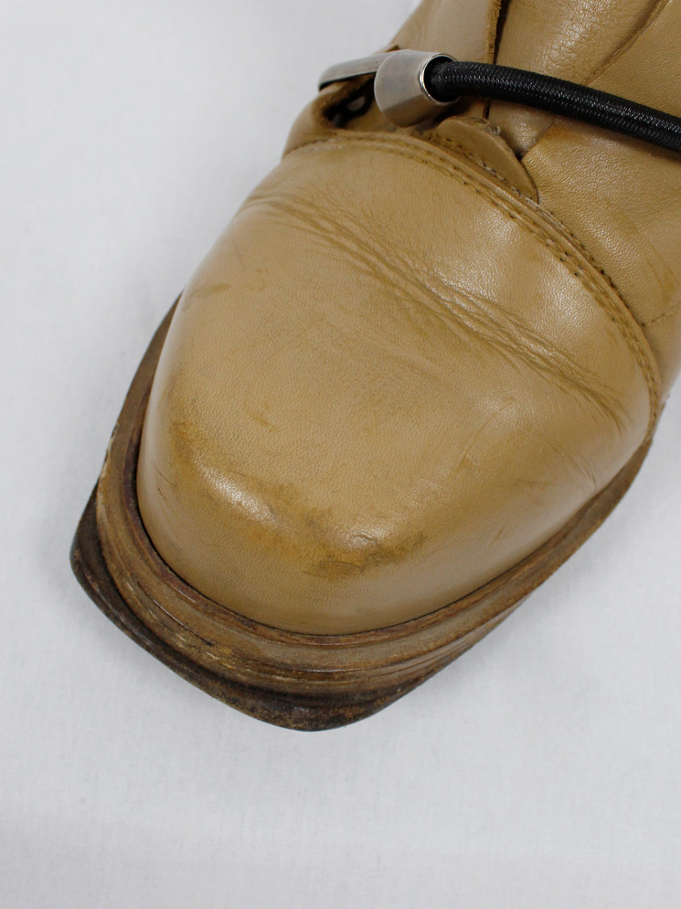 vintage Dirk Bikkembergs cognac brown mountaineering boots with black elastic fall 1996 (26)
