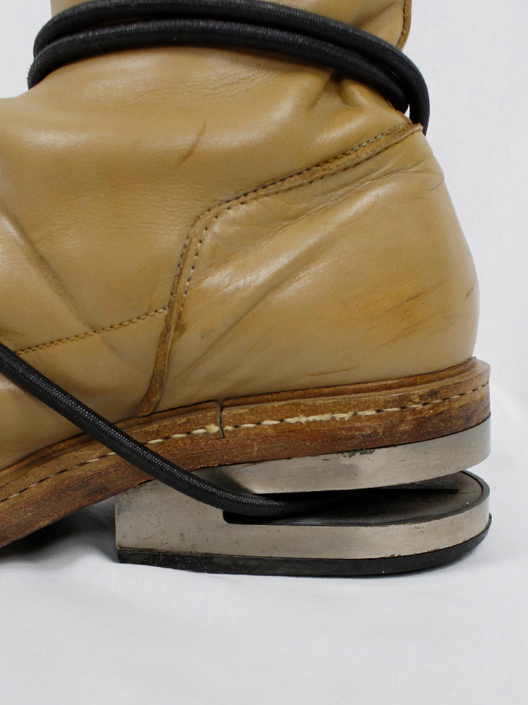 vintage Dirk Bikkembergs cognac brown mountaineering boots with black elastic fall 1996 (28)