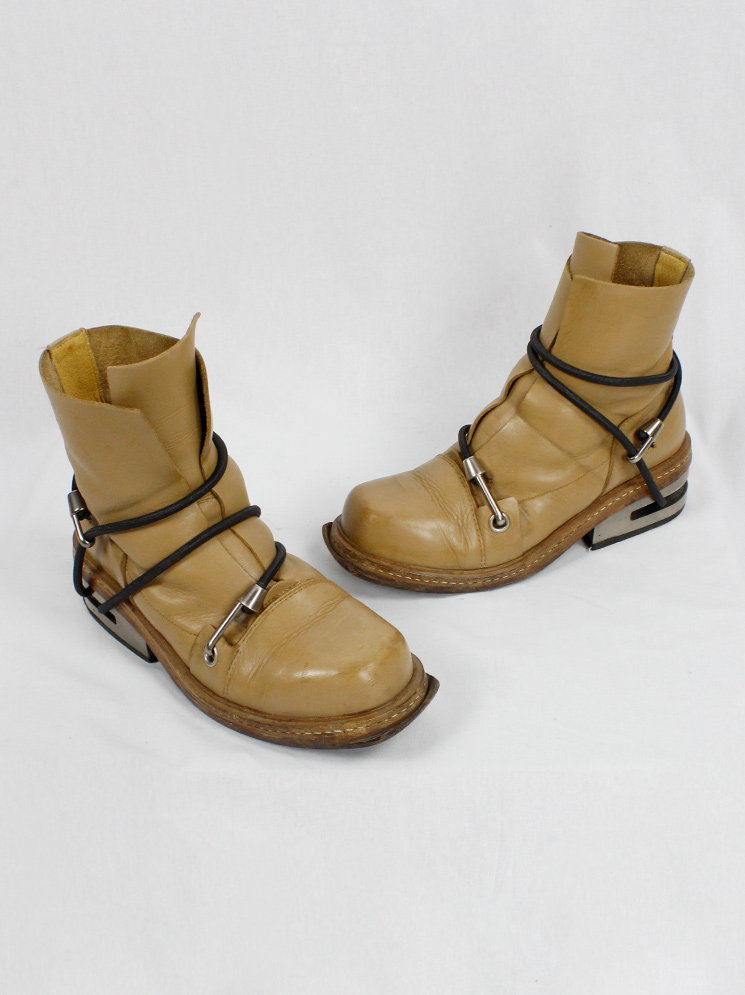vintage Dirk Bikkembergs cognac brown mountaineering boots with black elastic fall 1996 (30)