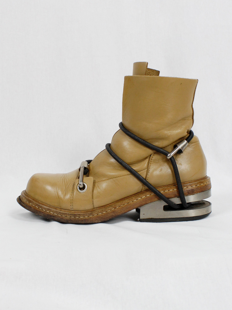 vintage Dirk Bikkembergs cognac brown mountaineering boots with black elastic fall 1996 (4)