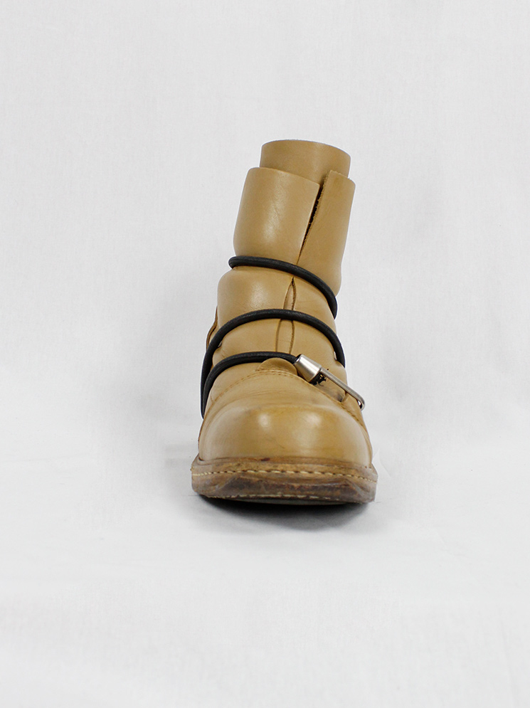 vintage Dirk Bikkembergs cognac brown mountaineering boots with black elastic fall 1996 (6)