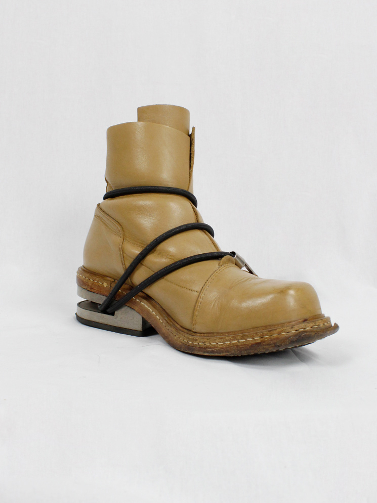 vintage Dirk Bikkembergs cognac brown mountaineering boots with black elastic fall 1996 (7)
