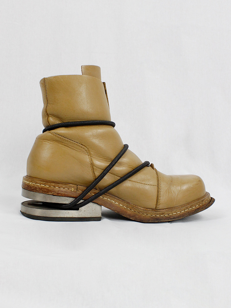 vintage Dirk Bikkembergs cognac brown mountaineering boots with black elastic fall 1996 (8)