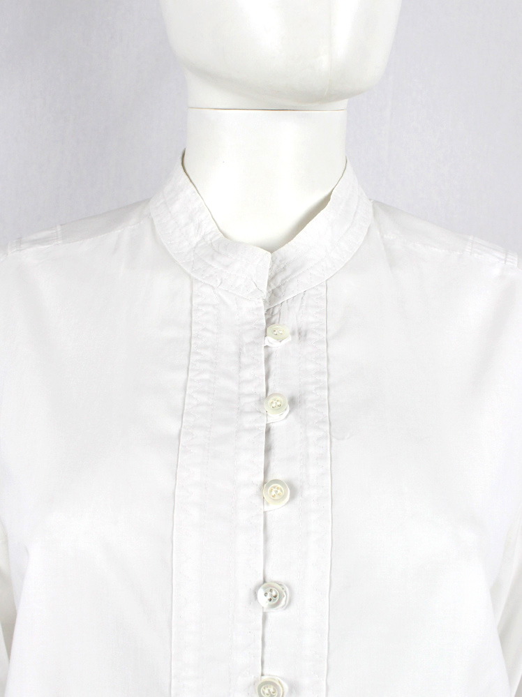 vintage Dries Van Noten white oversized shirt with traditional South-Asian button up collar — spring 1997 (4)