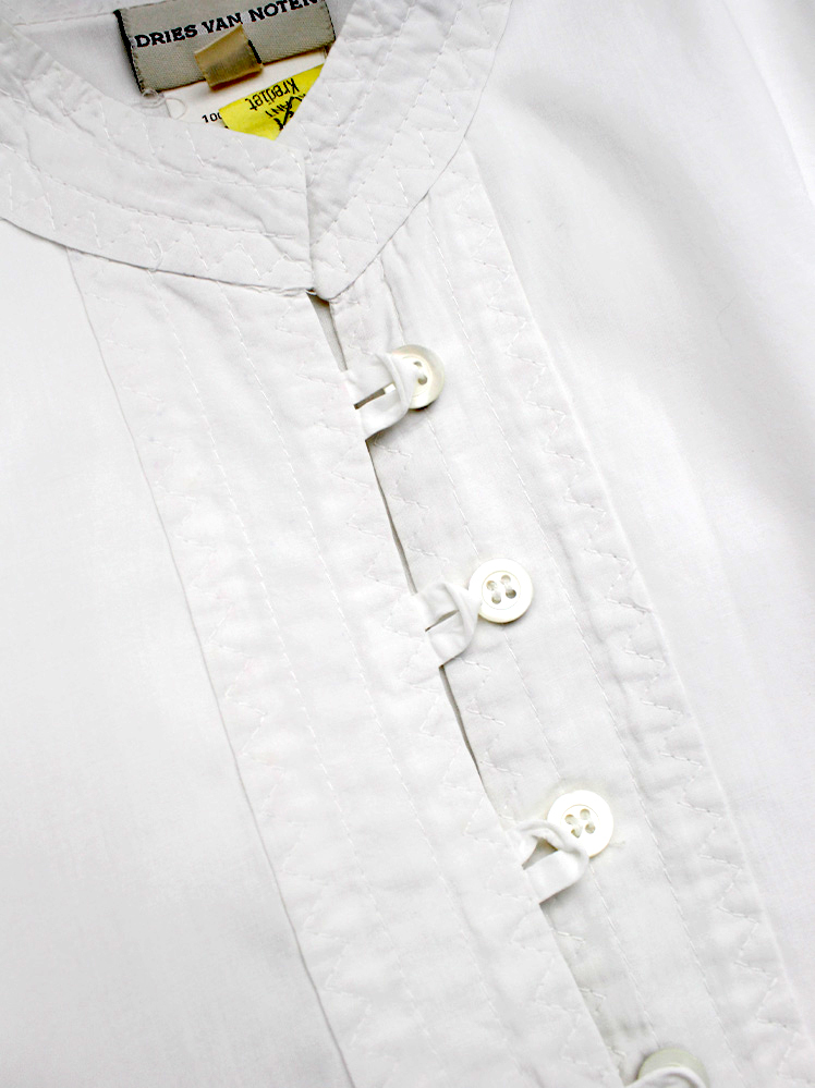 vintage Dries Van Noten white oversized shirt with traditional South-Asian button up collar — spring 1997 (7)