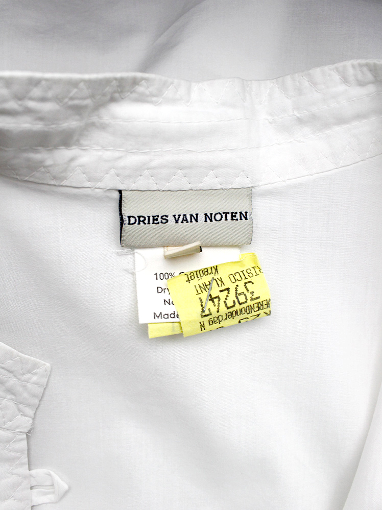 vintage Dries Van Noten white oversized shirt with traditional South-Asian button up collar — spring 1997 (8)