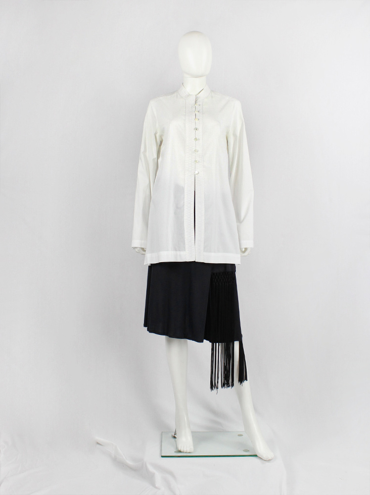 vintage Dries Van Noten white oversized shirt with traditional South-Asian button up collar — spring 1997 (9)