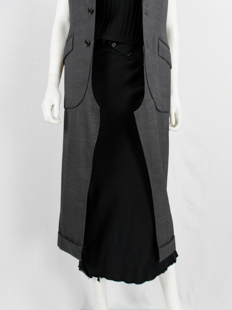 vintage Junya Watanabe grey long waistcoat made of a deconstructed pantsuit spring 2017 (12)
