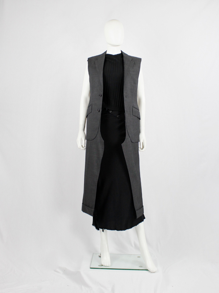 vintage Junya Watanabe grey long waistcoat made of a deconstructed pantsuit spring 2017 (15)