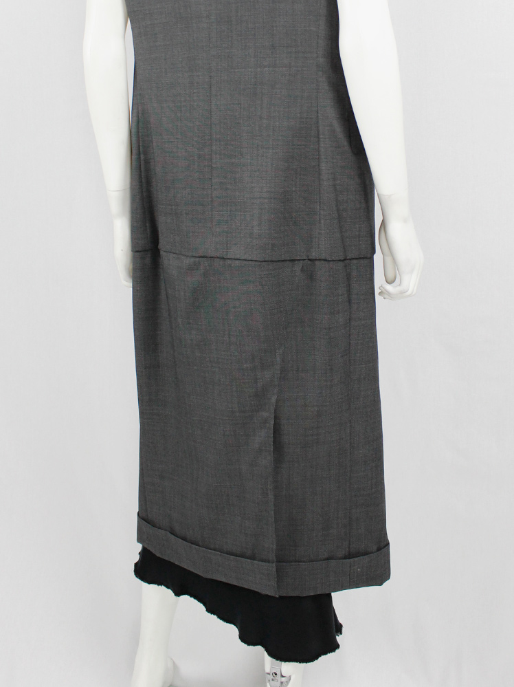 vintage Junya Watanabe grey long waistcoat made of a deconstructed pantsuit spring 2017 (8)