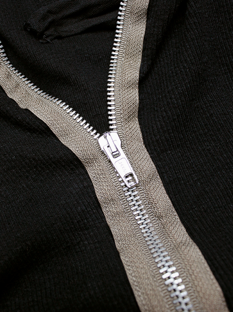 vintage Maison Martin Margiela black long top with brown zipper edges and staps spring 1992 (11)
