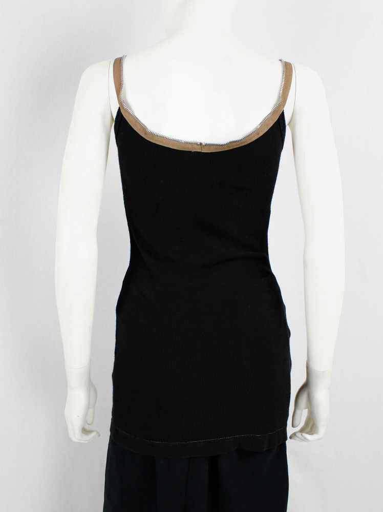 vintage Maison Martin Margiela black long top with brown zipper edges and staps spring 1992 (7)