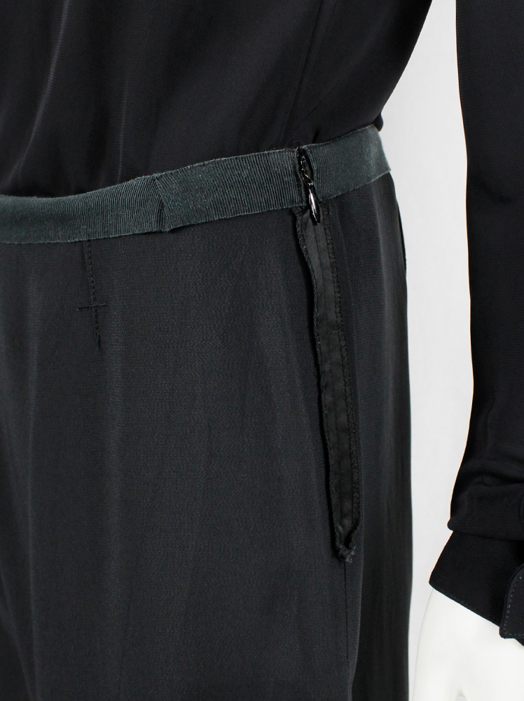 vintage Maison Martin Margiela dark blue trousers with inside-out waistband and darts spring 2003 (1)