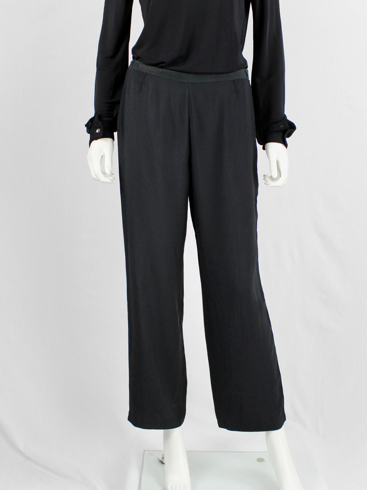 vintage Maison Martin Margiela dark blue trousers with inside-out waistband and darts spring 2003 (11)