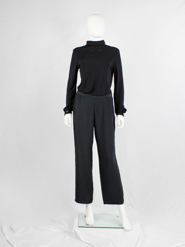 vintage Maison Martin Margiela dark blue trousers with inside-out waistband and darts spring 2003 (13)