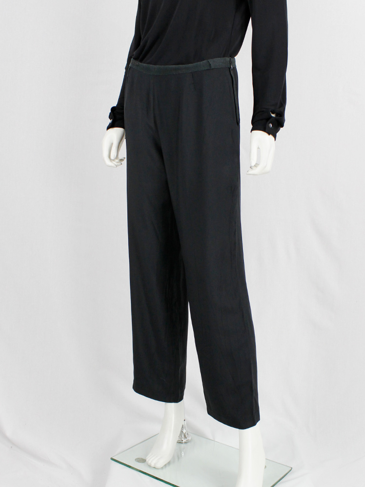 vintage Maison Martin Margiela dark blue trousers with inside-out waistband and darts spring 2003 (15)