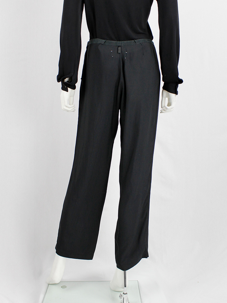 vintage Maison Martin Margiela dark blue trousers with inside-out waistband and darts spring 2003 (4)