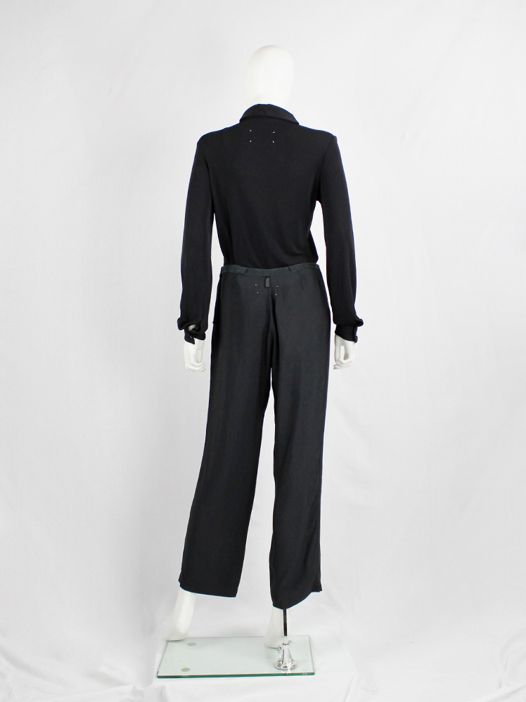 vintage Maison Martin Margiela dark blue trousers with inside-out waistband and darts spring 2003 (5)