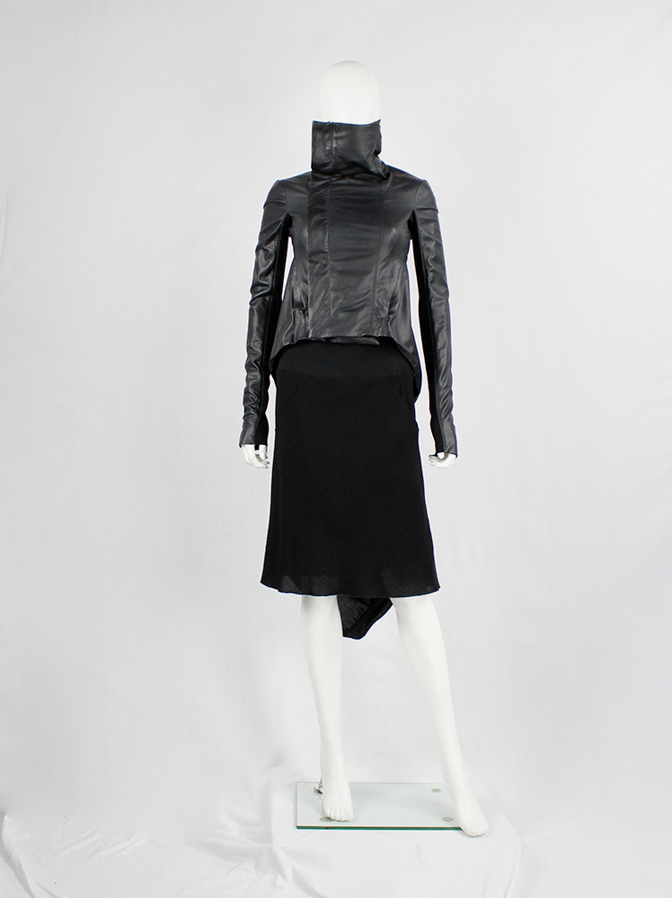 vintage Rick Owens GLEAM black midi-length skirt with geomatric back fold fall 2010 (3)