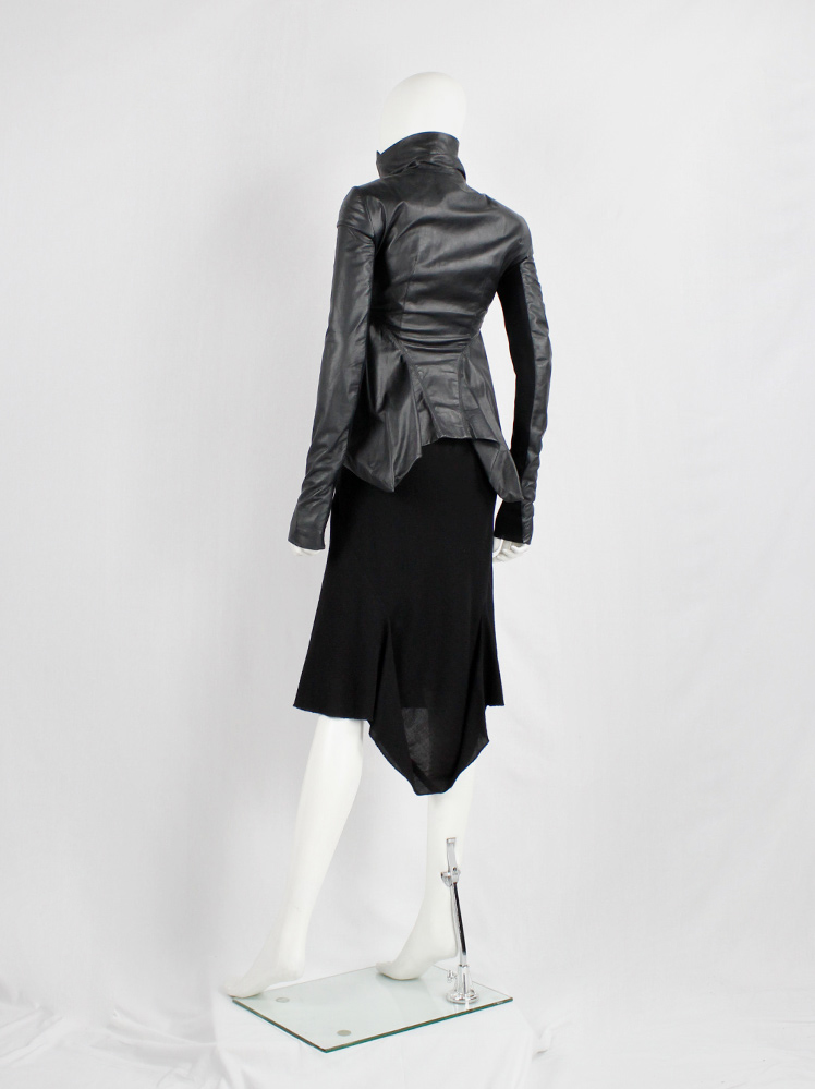 vintage Rick Owens GLEAM black midi-length skirt with geomatric back fold fall 2010 (4)
