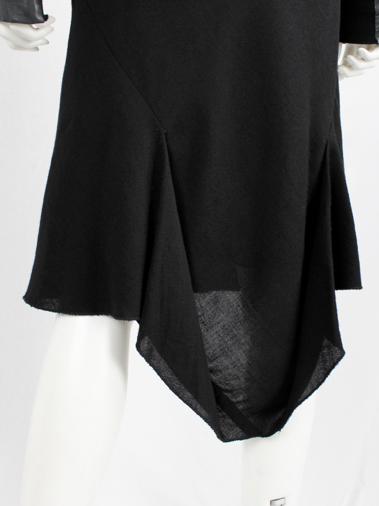 vintage Rick Owens GLEAM black midi-length skirt with geomatric back fold fall 2010 (7)