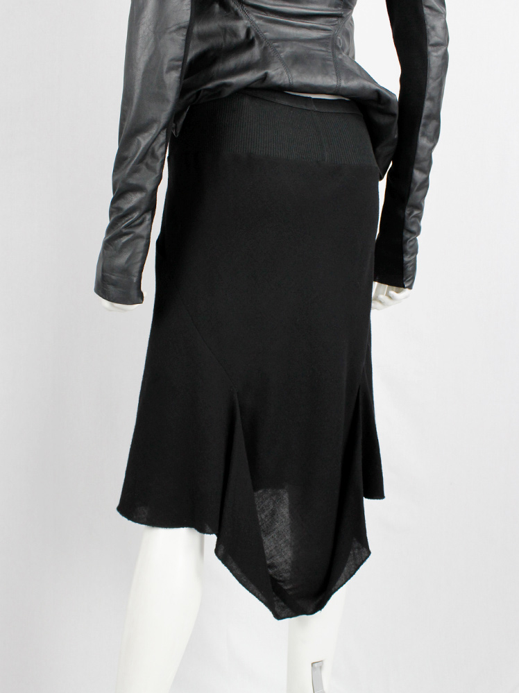 vintage Rick Owens GLEAM black midi-length skirt with geomatric back fold fall 2010 (8)