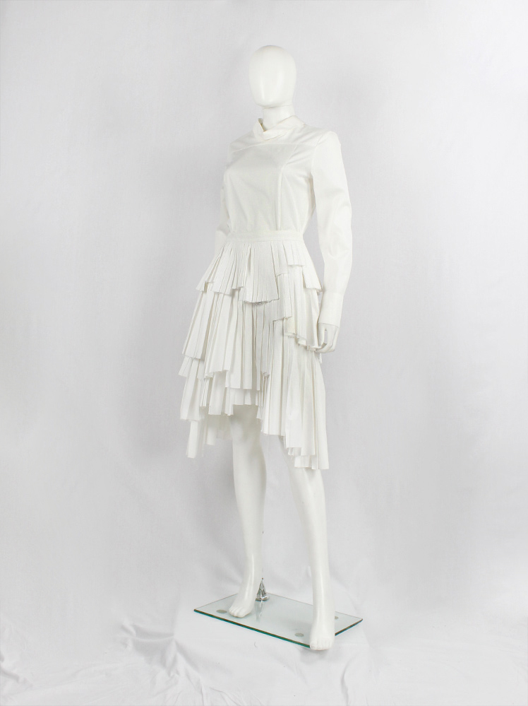 vintage Vandevorst white layered skirt with multiple pleated panels spring 2004 (1)