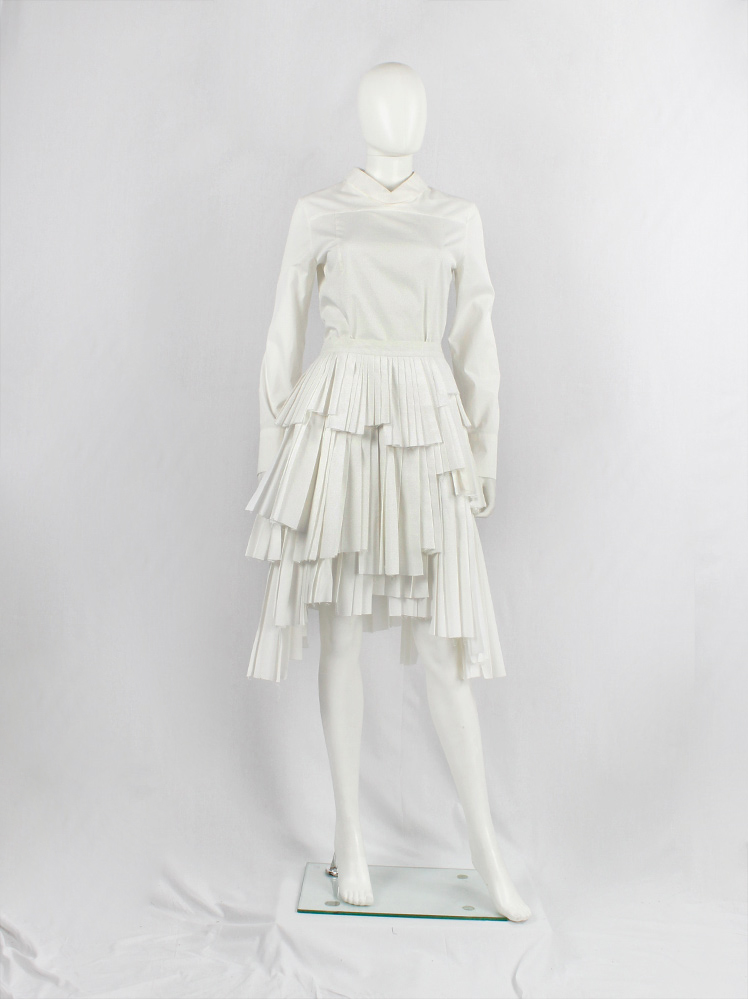 vintage Vandevorst white layered skirt with multiple pleated panels spring 2004 (16)