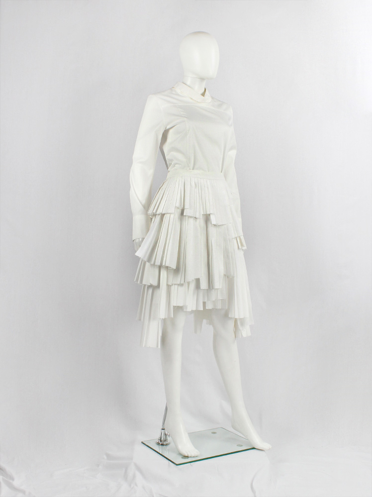 vintage Vandevorst white layered skirt with multiple pleated panels spring 2004 (17)
