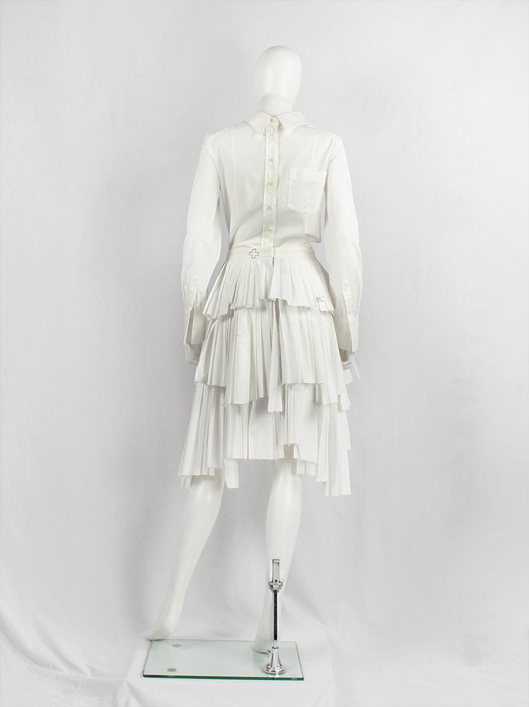 vintage Vandevorst white layered skirt with multiple pleated panels spring 2004 (2)