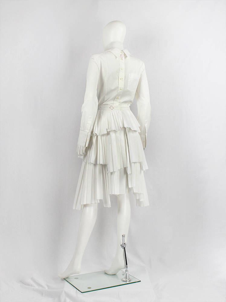 vintage Vandevorst white layered skirt with multiple pleated panels spring 2004 (3)