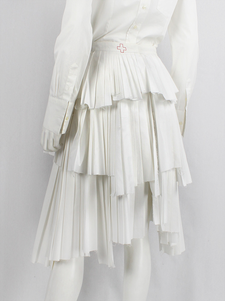 vintage Vandevorst white layered skirt with multiple pleated panels spring 2004 (4)