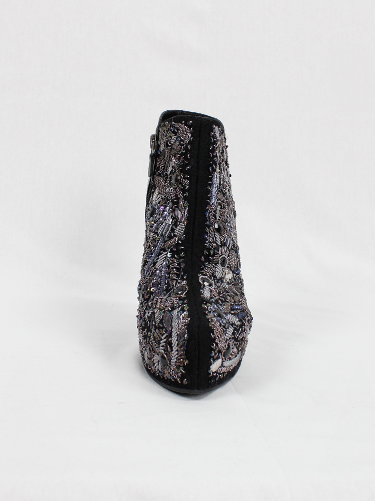 vintage a f Vandevorst black platform wedge boots with beaded and embroidered front fall 2012 (12)