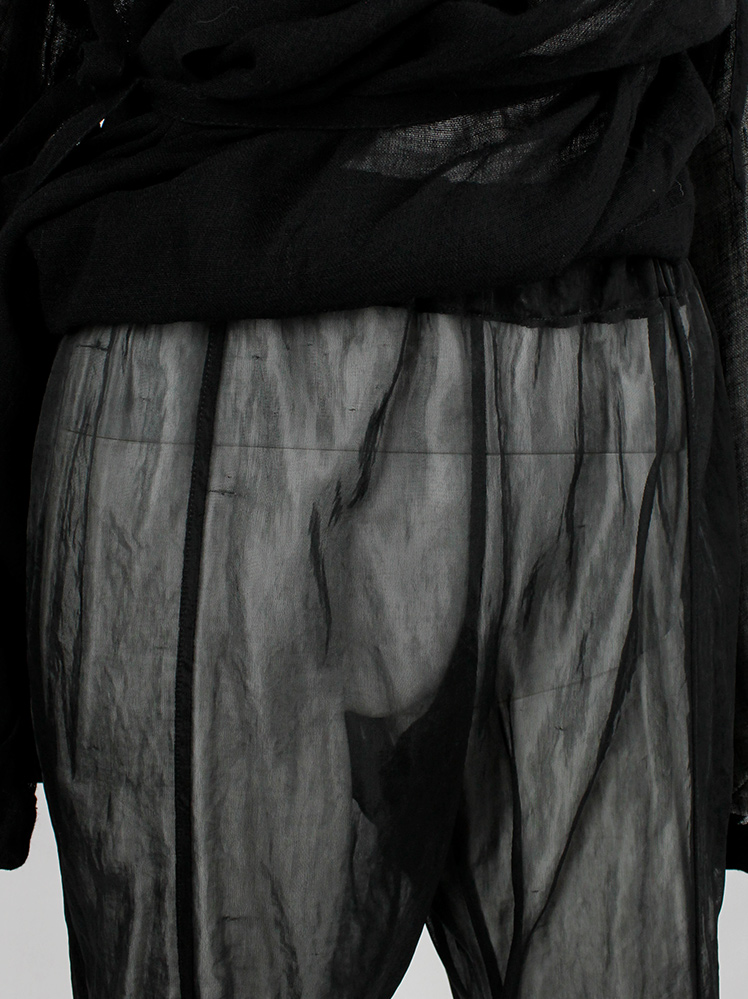 Ann Demeulemeester black sheer trousers with tapered legs early 1990s (3)