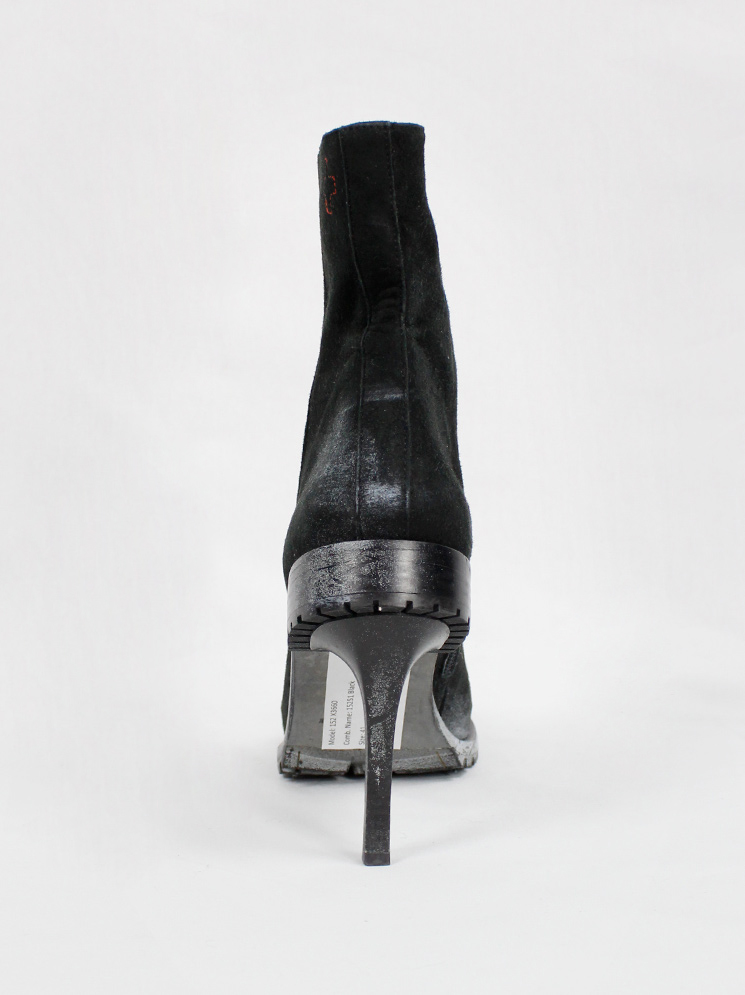 af Vandevorst black combat boots on a stiletto heel with white paint fall 2015 performance (8)