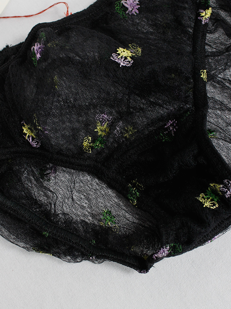 af Vandevorst black sheer double layered briefs with embroidered flowers spring 1999 (4)