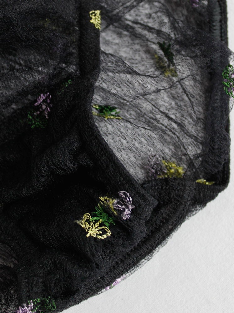 af Vandevorst black sheer double layered briefs with embroidered flowers spring 1999 (5)