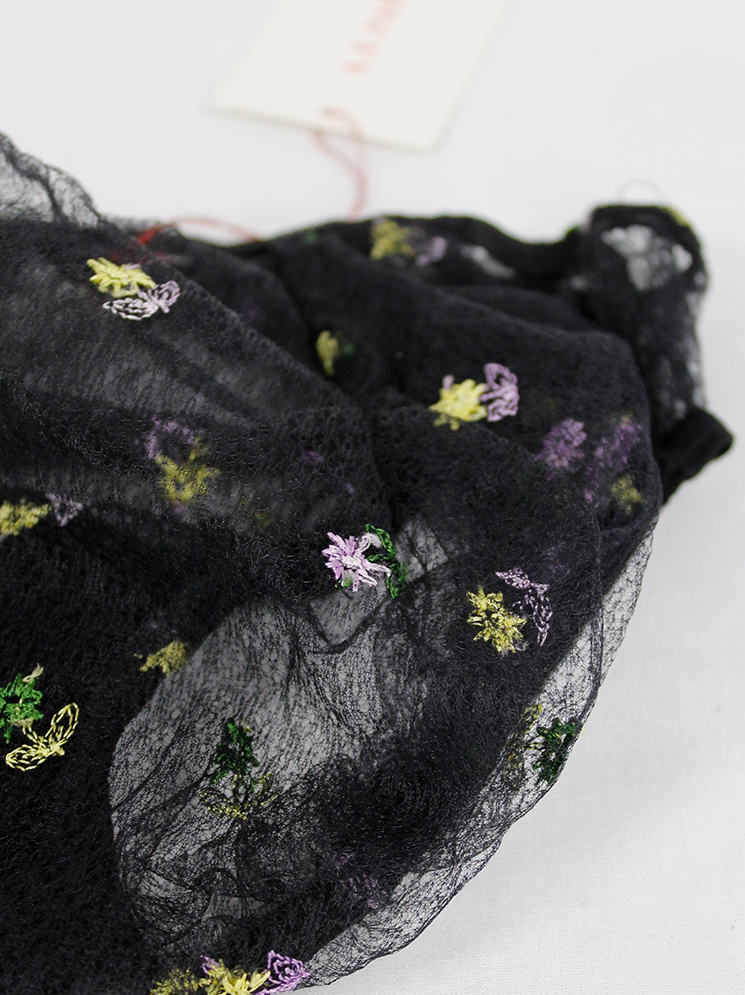 af Vandevorst black sheer double layered briefs with embroidered flowers spring 1999 (7)