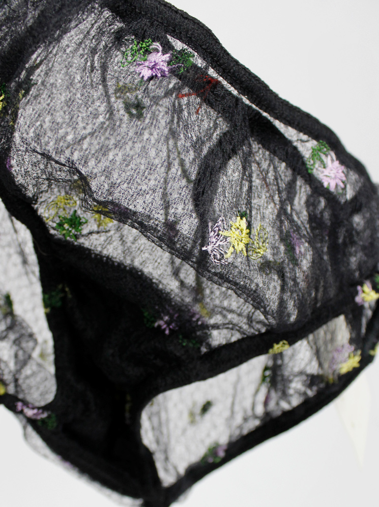 af Vandevorst black sheer double layered briefs with embroidered flowers spring 1999 (8)