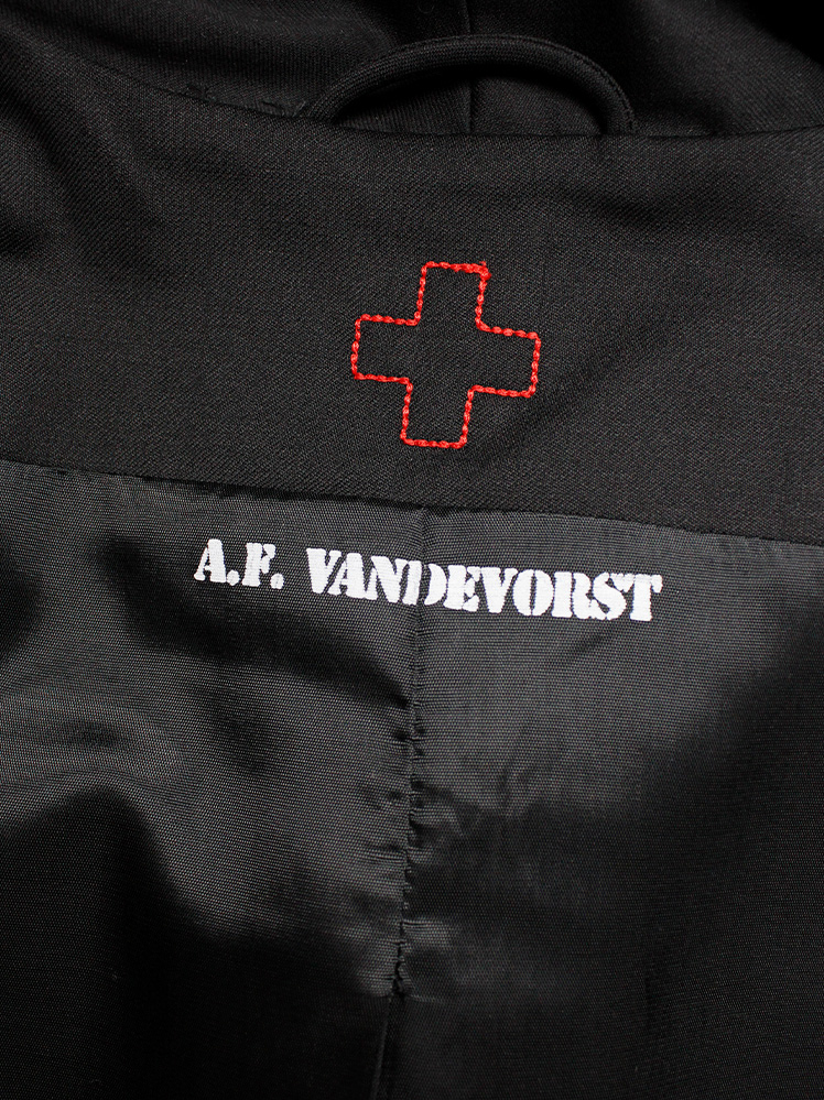 vintage A F Vandevorst black jacket with oversized shawl collar tied in the front fall 2009 (14)